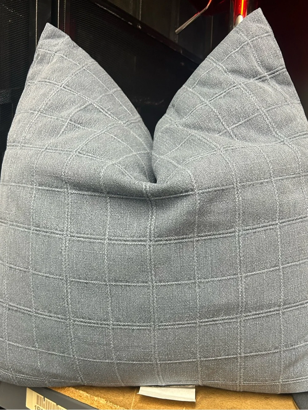 NWT Threshold Oversized Woven Washed Windowpane Square Throw Pillow Blue